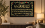 Ayatul Kursi Black Velvet Islamic Wall Art - Image 3
